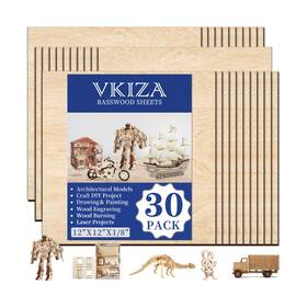 Vkiza 737655665178 30 Pack Basswood Sheets 12 Inch X12 X1/8 3mm For Laser Cutting Thin Pl