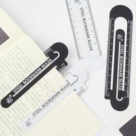 Wakaka 665268676536 2 Pcs Multifunctional Metal Bookmark And 12cm Ruler Classic Black