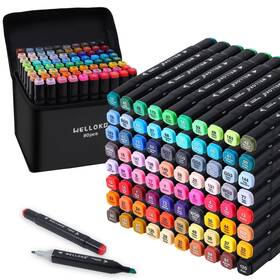 B0bg7118bk Wellokb 80 Colors Dual Tip Alcohol Markers Permanent Art Set Coloring Card Makin
