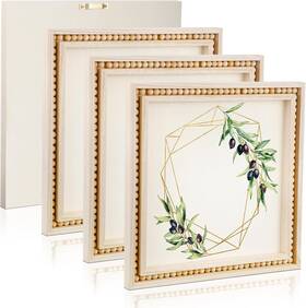 Six-wenqik-2787 Wenqik 4 Pack 8x8 Inch Beaded Wood Canvas Panels Boho Blank Signs For Diy Crafts