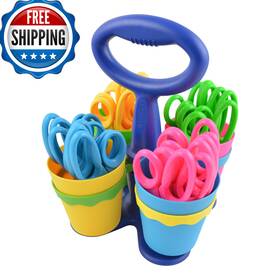 Westcott B001pmg79k School Scissor Caddy And 5-inch Pointed Safety Scissors For Kids Back
