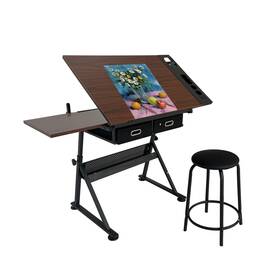 Weumnv 753878991030 Drafting Table Art Desk Drawing Height Adjustable Artist Tilted T