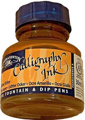 1111744 Winsor & Newton Calligraphy Dip Pen Ink And Colart 30ml New Yellow Ochre