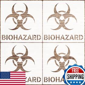 B0f8bv5667 Wonderjune 4 Biohazard Symbol Toxic Waste Stencils Airbrush Graffiti Sheet
