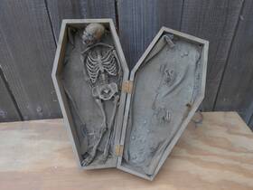 Mf-cbcf-12-p12 Woodpeckers 1/6 Scale Horror Skeleton Wooden Coffin Box 12 Inch Finished Halloween Decor