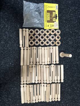 Mf-ppds-1-p25 Woodpeckers Vintage Style Wooden Doll Pin Stands And Round Pins. 46 P N 19