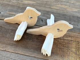 Seb-covbrd-6 Woodpeckers Two Wooden Bird Letter Holder 6 Inch Unfinished Wood Napkin Ring Craft Supply