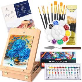 Wsm-us097 Wowoss Tabletop Art Easel Box Set 26 Pcs Painting Kit For Adult Artists And Be