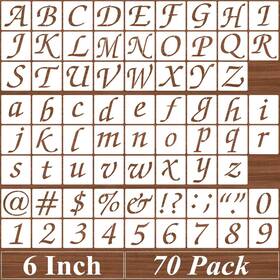 X126 Xangey 6 Inch Alphabet Letter Stencils - 70 Pack Number Stencil Templates Wit