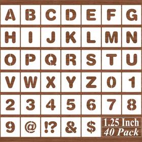 X151.25 Xangey 1.25 Inch Alphabet Letter Stencils - 40 Pack Number Stencil Templates