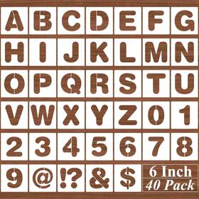 X156 Xangey 6 Inch Alphabet Letter Stencils - 40 Pack Number Stencil Templates Wit