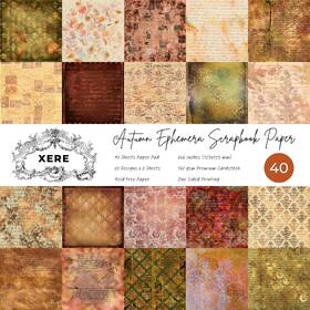 Xere-sp06 Xere 40 Sheets Autumn Scrapbook Paper 6x6 Ephemera Pattern Pack For Jo