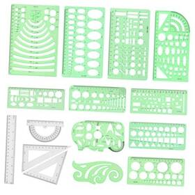 1042523 Xihircd 15pcs Geometric Drawings Templates Measuring Geometry Rulers Plastic Drawing