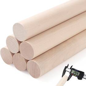 6pcs-1x12 Yaliuliu 6pcs Dowel Rods Wood Sticks 1x12 Inch Unfinished Round Wooden Hardwo