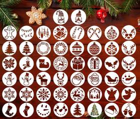 Yamcyh 50p/3in Christmas Stencils For Painting On Wood 3x3ft Reusable Holiday Drawing Templa