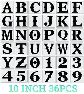 B0b24vfs1c Yamcyh 10 Inch Letter Stencils For Painting Wood Walls Fabric - 36pc Retro Alphabet Set