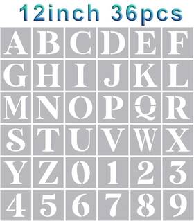 B0br9ydkhf Yamcyh 12 Inch Letter And Number Stencils For Painting On Wood Walls Crafts - Alphabet Set