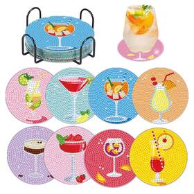 Yanfairy 762206608861 8 Pcs Cocktail Diamond Art Coasters Kits Painting Small