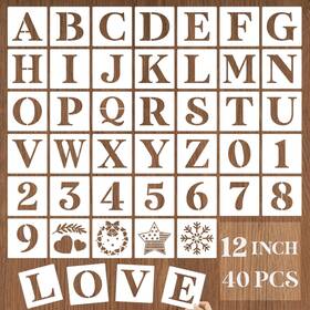 B0bgdj4kt2 Yeajon 12 Inch Letter And Number Stencils 40 Pcs Alphabet Drawing Templates Reusable