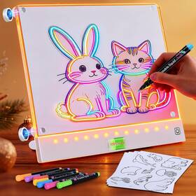 Nb01w-ye1 Yecuip Rechargeable Led Drawing Board For Kids With 7 Colors Lumi Magnetic Light