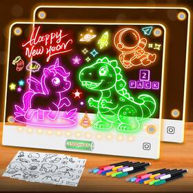 Nb01wt-ye1 Yecuip 2 Pack Rechargeable Led Drawing Board For Kids With Tracing Pages Lumi