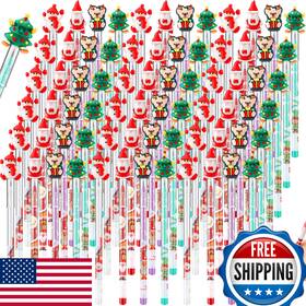 B0bbv8jdc9 Yexiya 192 Christmas Stackable Pencils Bulk - Santa Tree Snowman Reindeer