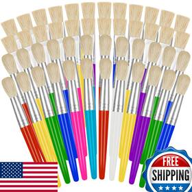 B09hrvqjgc Ygaohf 48 Kids Paint Brushes Round And Flat Easy-grip Washable
