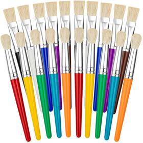 B0d6xlwsc2 Ygaohf 20 Kids Paint Brushes Bulk - Round And Flat Easy Clean Toddler Art Set