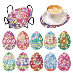 Ylolul-1 Ylolul 717956384428 10 Pcs Easter Diamond Painting Coasters Kits Diy Egg 5d Crystal Mosaic Craft