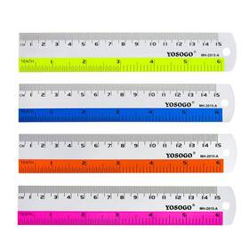 Yosogo 023619514690 6 Inch / 15 Cm Assorted Color Aluminum Ruler In And Scale With Hang