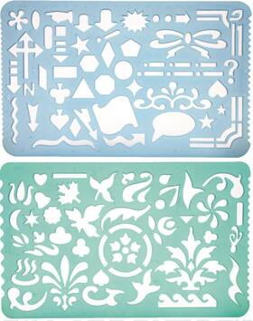 2001ab Yosogo Set Of 2 Plastic Stencil Art Templates Drafting Ruler With Various Cut Out De