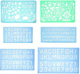 B01ektz934 Yosogo 2 Artistic Drafting Templates And 4 Abc Lettering Stencils Set Durable Plastic Art