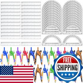 B0fdgndhpj Zealor 72 Pack Math Compass Protractor Geometry Plastic Ruler Set Drawing