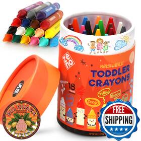 B0dgf8ng24 Zeno 18-color Jumbo Crayons Non-toxic And Washable For Toddlers 1-3 Kids