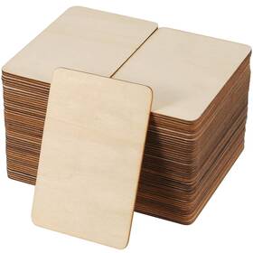 Zeonhak 785912328533 100 Pack 6 X 4 Inch Unfinished Wood Cutouts For Crafts Natural Rectangl