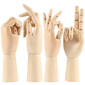 Zeonhak B08r8szz2y 4 Pack 11.8 Inches Flexible Wooden Hand Model Moveable Wood Mannequin
