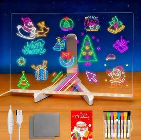 Zhongshan Qianjiafu Plastic Craft Products Factory 711181744866 Led Drawing Board With 7-colors Equipped Stand 8 Colored Pens Eraser