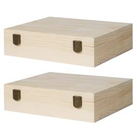 Mhm2 Zkhob 2 Pack Unfinished Wooden Box With Lid Small Wood Boxes 12 X 9x 3.1 Inch Natu
