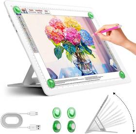 Zocelight 705353497773 Rechargeable A4 Light Pad With Built-in Stand Super Bright Magnetic Li