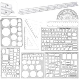 Hu-zonon-317219 Zonon 10 Pcs Plastic Drawing Template Ruler Geometric 12 Inch
