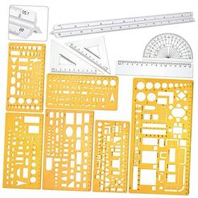 Templates-987 Zonon 10 Pcs Plastic Drawing Template Ruler Geometric 12 Inch