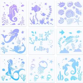 Zonon-37528 Zonon 9 Pcs 8 Inch Sea Animal Stencils Ocean Creatures For Painting