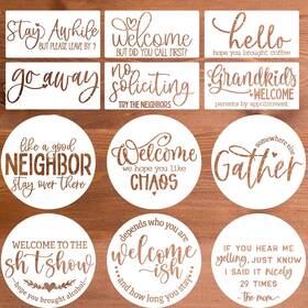 B0c17csfbx Zosylley Funny Welcome Stencils For Painting - Sarcastic Round Inch Gather Stay Awhile