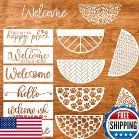 B0c3c3zzr3 Zosylley Welcome Stencils For Painting On Wood Sign 12 Inch Reusable - Brick Leopard Cow Pr