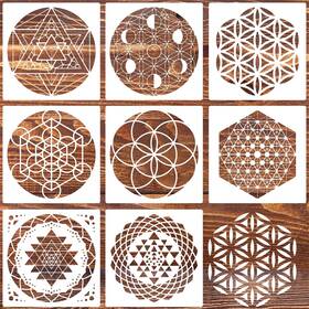 B0cnjv2lb7 Zosylley Sacred Geometry Stencil 8 Inch Reusable Metatrons Cube Flower Of Life Craft Art