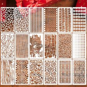 B0djkmxp4d Zosylley Reusable Texture Stencils For Crafts Painting Background Drawing Templates Wood