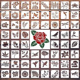 Zuuttai 789513407727 60 Pcs Flower Stencils For Painting Reusable Diy 3x3 Inch