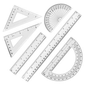 Zf-094 Zwin Plastic Clear Ruler Math Set 2 Protractors 180 Degree Triangle Rulers 45