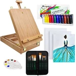 Deluxe Art Supplies 27 Pieces Set With Tabletop Easel, 12 Colors Acrylic .... Fixed Price $57.81.