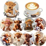 Clendo 8 Pcs 5D Cow Bathroom Diamond Art Coasters Kits With Holder, JXBD60. Fixed Price $17.18.